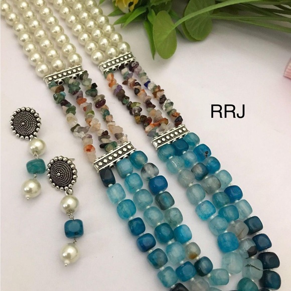 Jewelry - Multicolor Beaded Necklace Set with Earrings